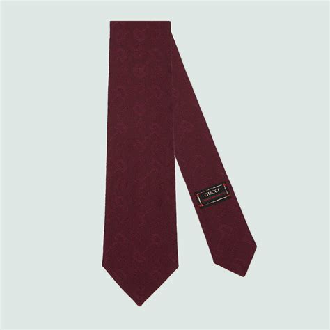 Horsebit jacquard cotton wool tie in burgundy .